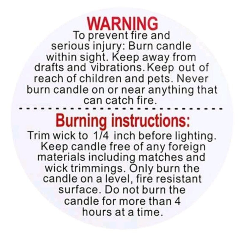 Candle Warning Labels White - Pacifrica -