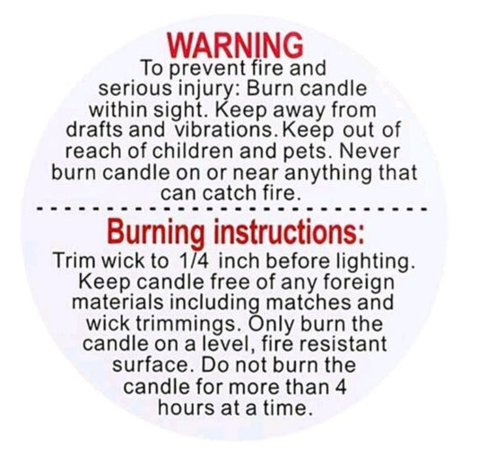 Candle Warning Labels White - Pacifrica -