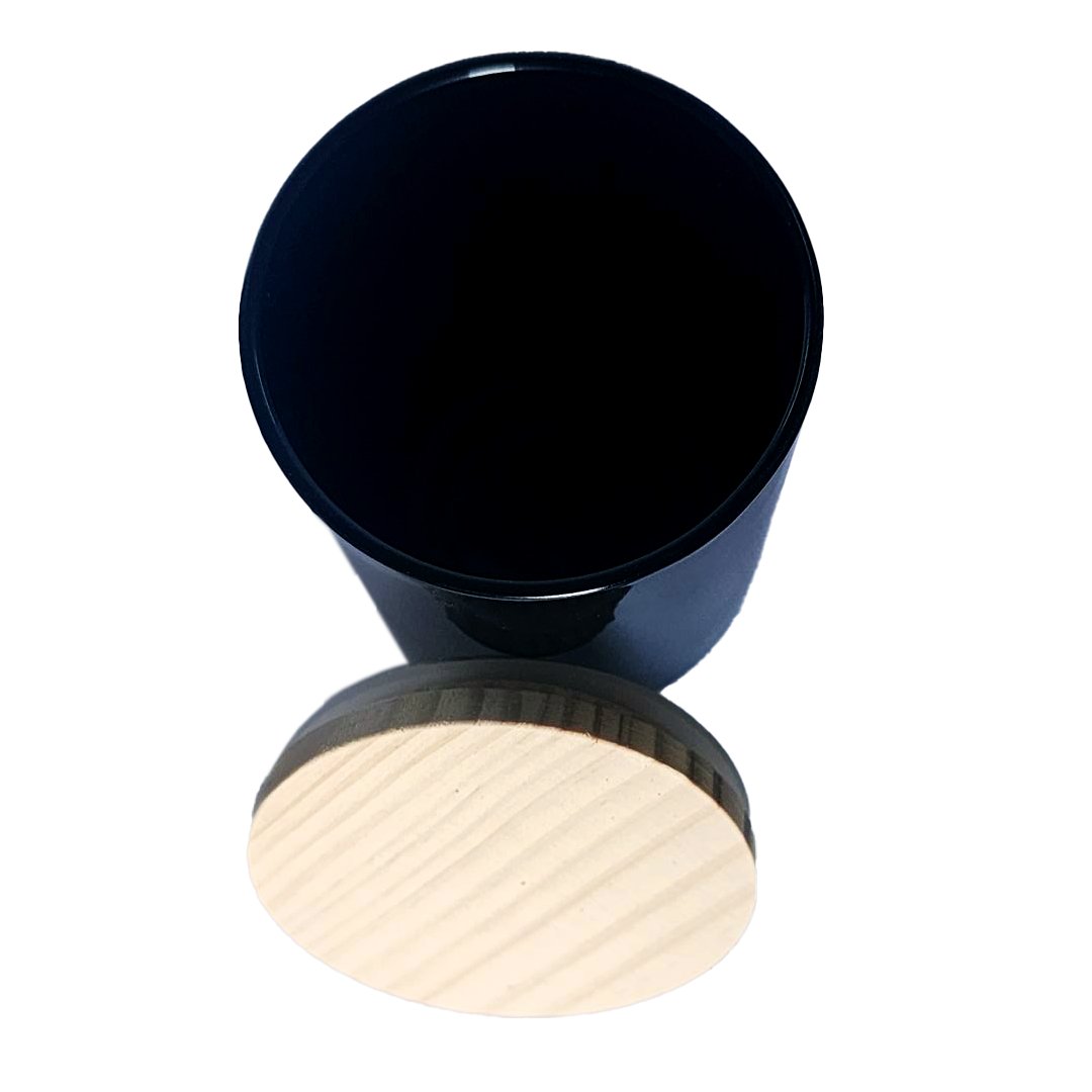 Glass Jar with Wooden Lid - Black-coated - Pacifrica -