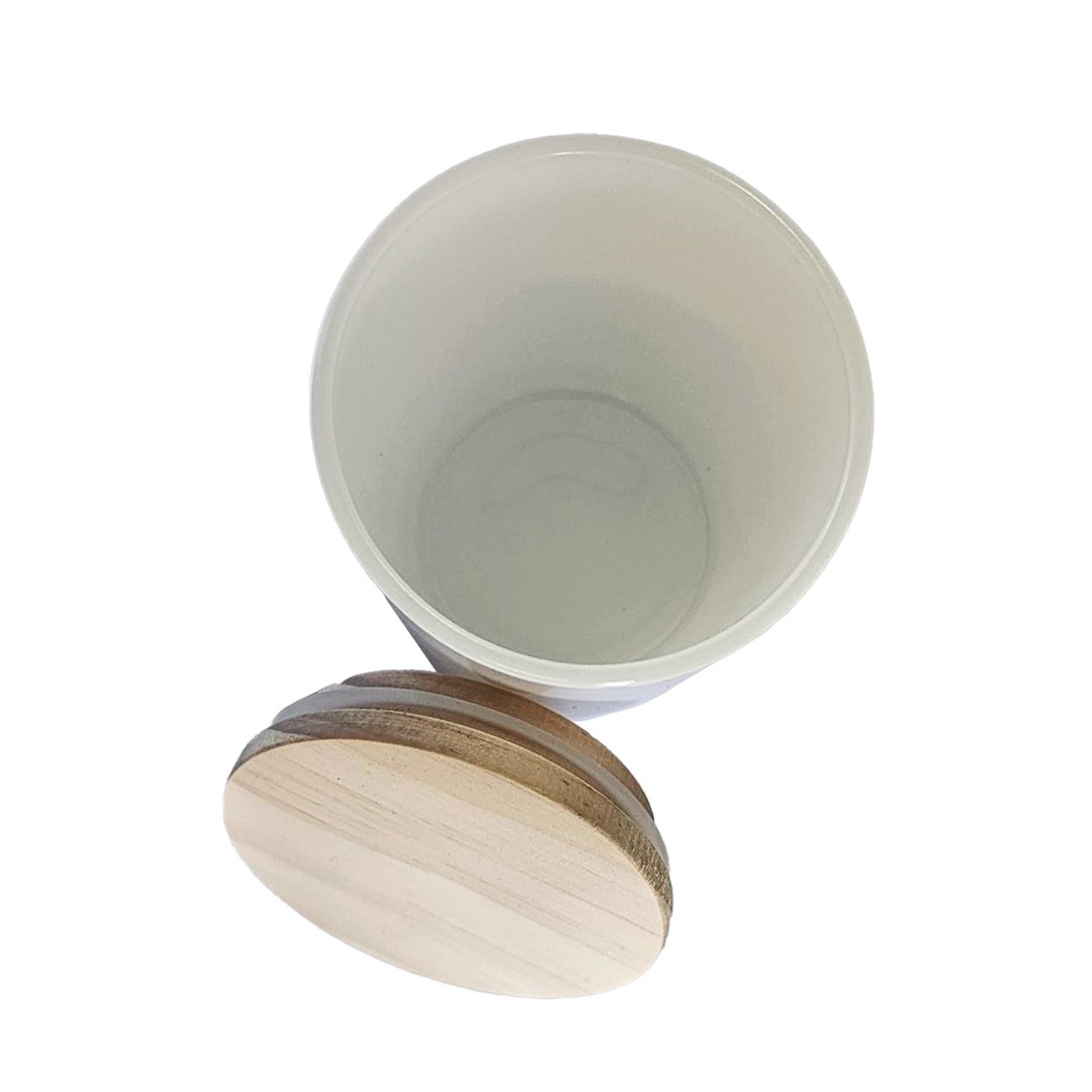 Glass Jar with Wooden Lid - White-coated - Pacifrica -