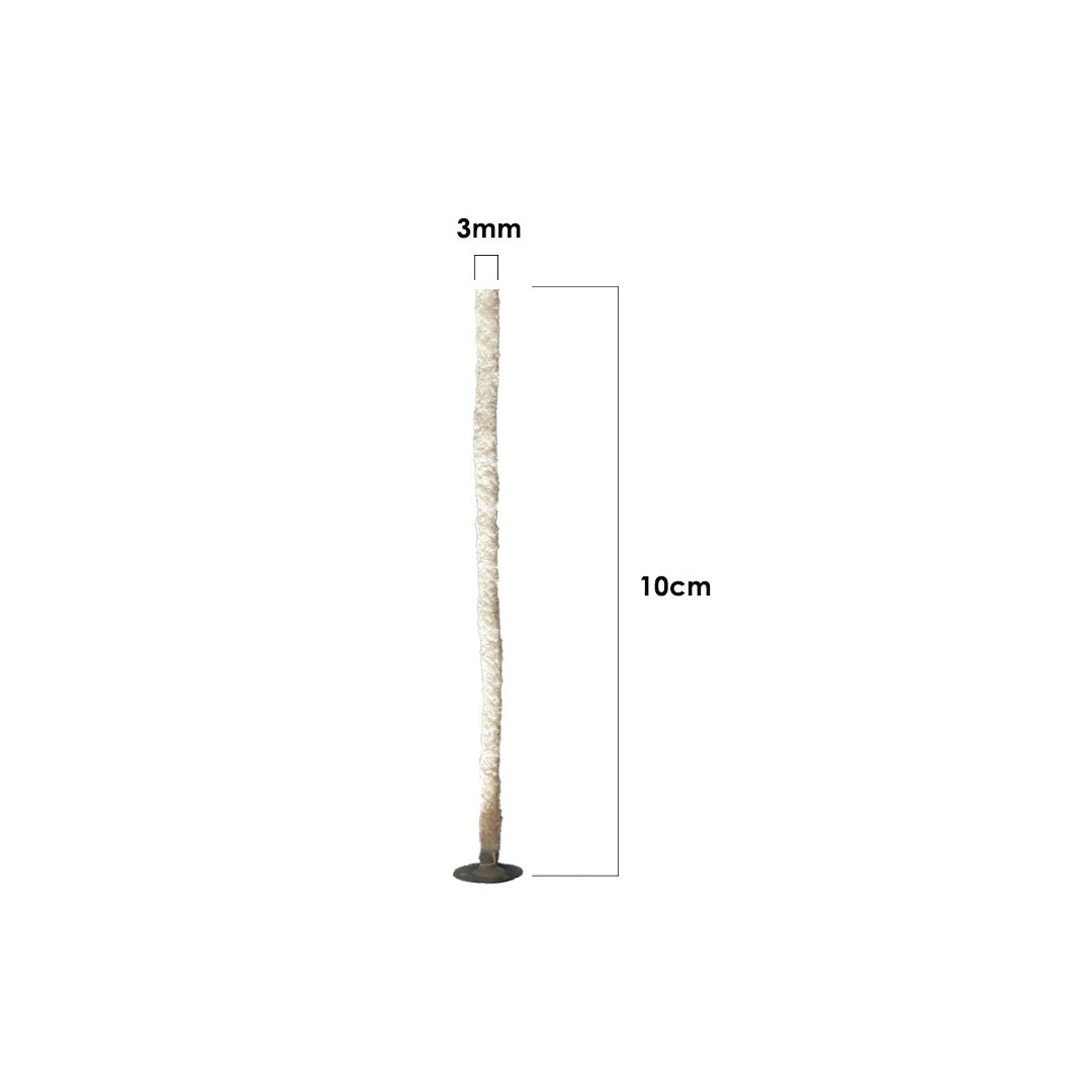 Handmade Pre-Waxed & Tabbed Candle Wicks - 3mm x 10cm - 100 Piece - Pacifrica - CW3x10x100P