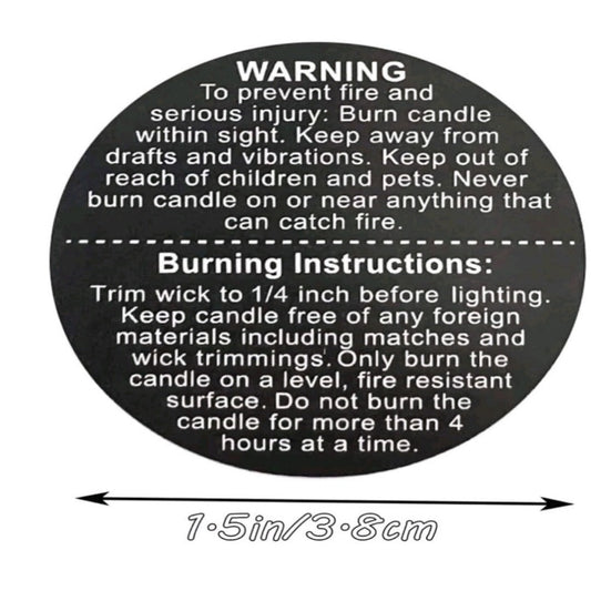 Candle Warning Labels Black - Pacifrica -