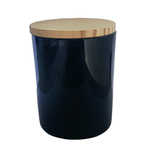 Glass Jar with Wooden Lid - Black-coated - Pacifrica -
