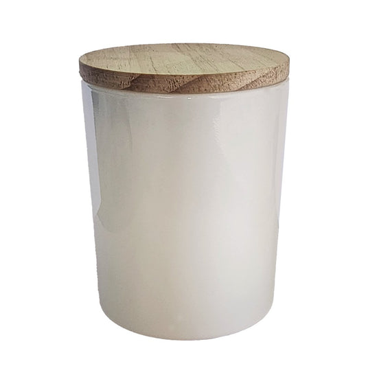 Glass Jar with Wooden Lid - White-coated - Pacifrica -