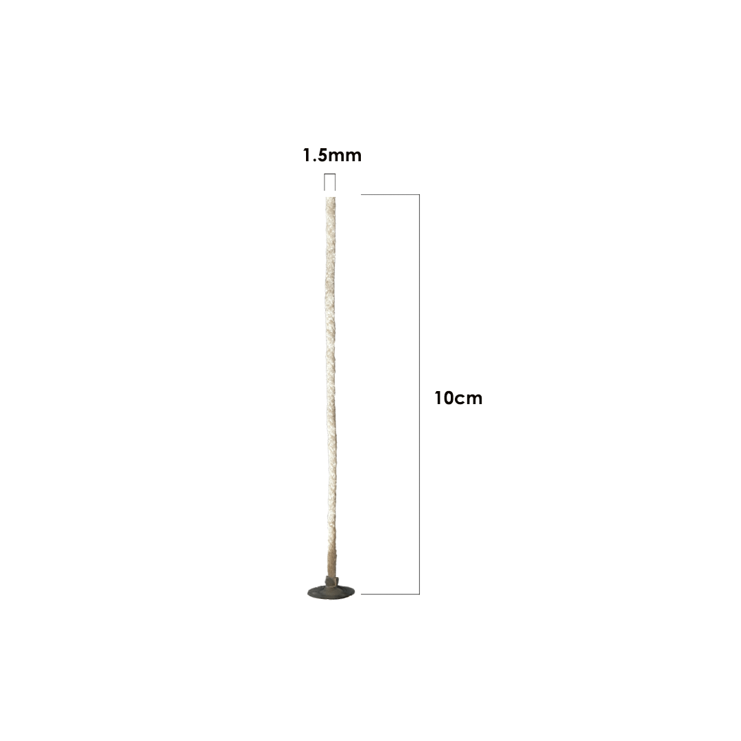 Handmade Pre-Waxed & Tabbed Candle Wicks - 1.5mm x 10cm - 20 Piece - Pacifrica - HCW1.5x10x20P